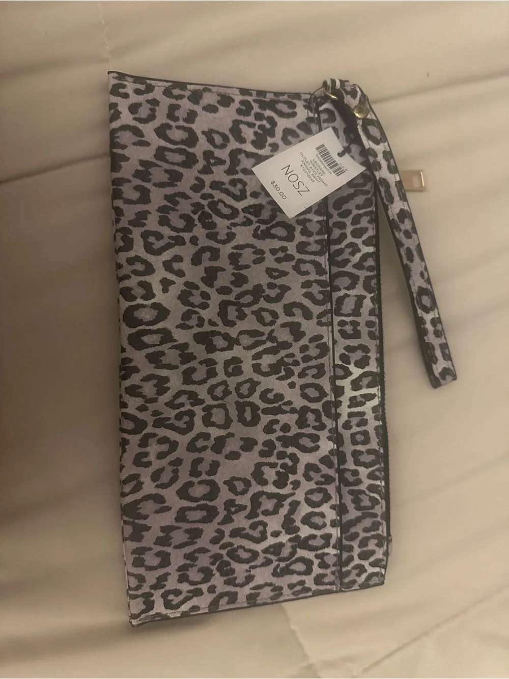 Chico's Gray and Black Leopard Print Wristlet Clutch. RARE FIND